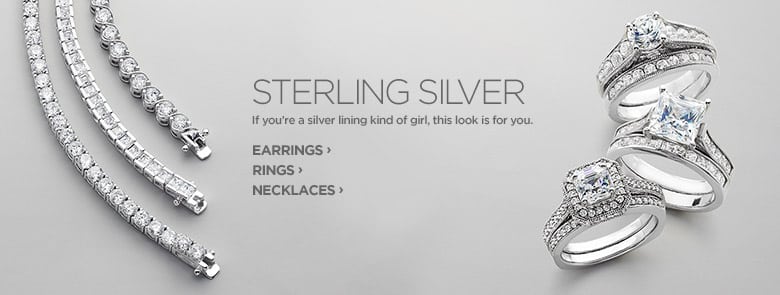 Sterling silver jewelry set with cubic zircon
