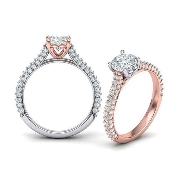 MER001 Sobling manufacture 925 sterling silver Moissanite 1 carat round billiant cut Solitaire engagement ring two tones of white gold and rose gold