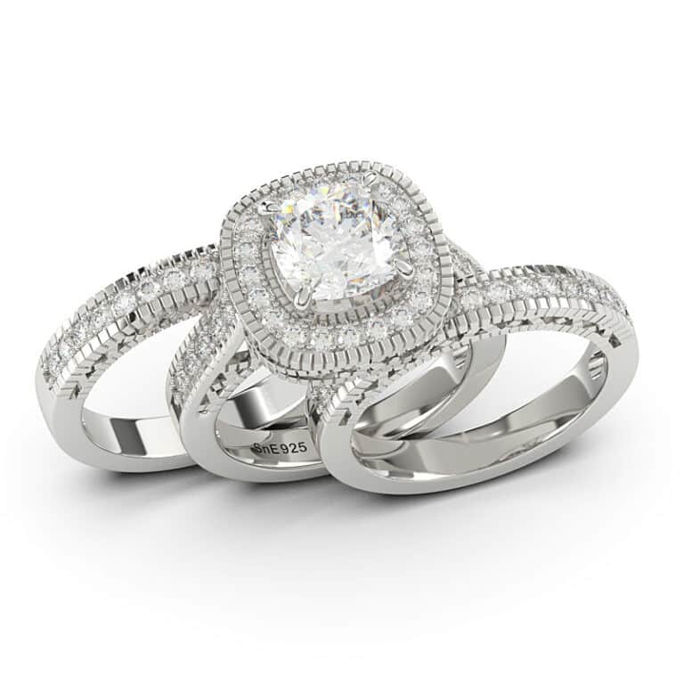 4.35ct Halo Cushion Cut Bridal Wedding Engagement Ring Diamond Simulated 925 Sterling Silver Anniversary Ring 4