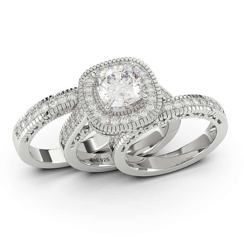 4.35ct Halo Cushion Cut Bridal Wedding Engagement Ring Diamond Simulated 925 Sterling Silver Anniversary Ring 4