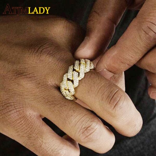 Sobling 2023 New Fashion Iced Out 5A Micro Pave Cubic Zirconia Hip Hop Men Boy Cuban link Engagment Band CZ Finger Ring