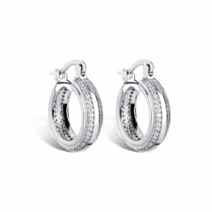 Sobling jewelry factory wholesale Two Rows Of Cubic Zircon circle hoop earring Fully Iced Out Men's Elegant 18k Gold Chunky Ear buckle