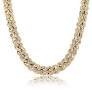 Sobling selling Newest design 14MM High Quality Maimi Cuban Link Chain Necklace Iced Out bling 2 rows Cubic Zirconia Hip Hop Jewelry For Men Gift