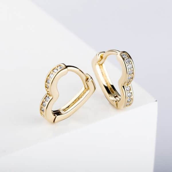 Sobling jewelry manufacture 18mm heart shape hoop earring channel CZ prong settings Ear buckle jewelry white gold for Women and mens