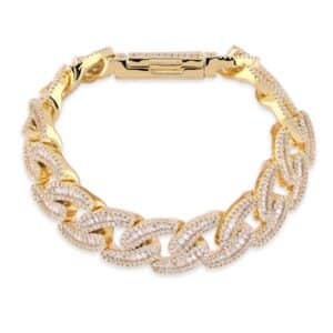 Sobling 14mm Newest Design yellow gold color micropaved Setting 3A CZ Ice Out bling Shiny Hip Hop Polygon Bracelet for Mens jewelry