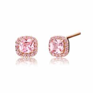 Sobling New Fashion 925 Sterling Silver pink cushion Cubic zircon stud halo Earring High Quality Personality Iced Out bling jewelry Gift For Women