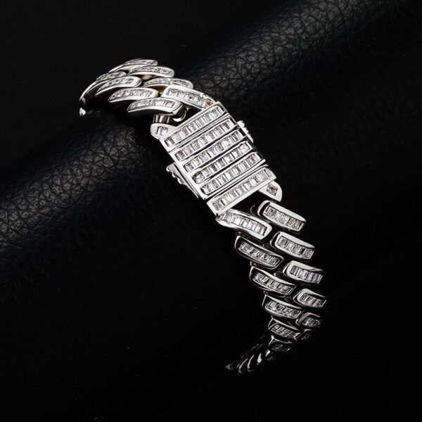 Sobling wholesale 12mm Cuban Link chain Bracelet AAA CZ Baguette channel setting Iced Out bling Hip Hop Luxury Jewelry For mens