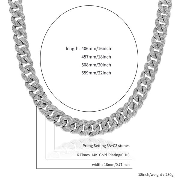 Sobling 18mm western ocean style Cravejado AAA Cubic Zircon Miami Charming Cuban link Chain Iced out bling Necklace hiphop mens Jewelry