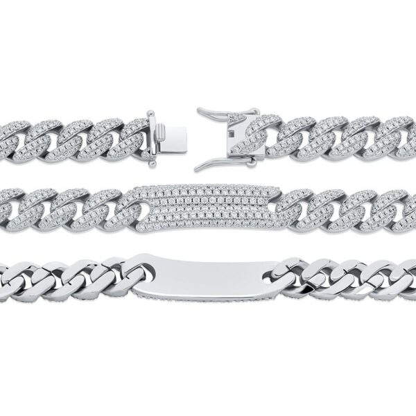 Sobling hot selling Iced Out bling AAA CZ HIP HOP 9MM cuban link chain Bracelet with a micropaved plate at the center for Men and Women Jewelry