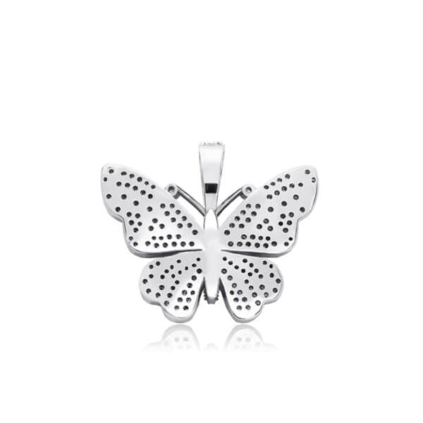 Sobling supply HIP HOP Butterfly Pendant white Gold Color Iced Out bling Cubic Zirconia paved necklace with 5mm rope chain Jewelry For Men