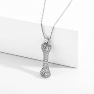 Sobling jewelry factory Dog Bone Design Charming Iced Cravejado AAA Cubic Zircon Pendant Necklace With 1.5mm box Chain for mens hiphop Jewelry