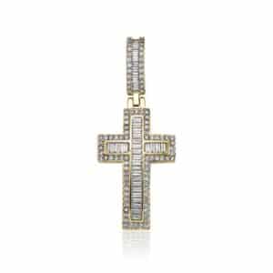 Sobling Iced out Clear baguette AAA Cubic Zircon religion Christian Cross Pendant With 4mm round Tennis Chain Necklace Jewelry For mens