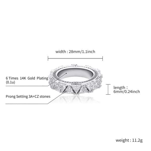 Sobling Newest design Triangle Cubic Zircon paved Male eternity Ring band High Quality Iced Out bling Charming Jewelry from china factory