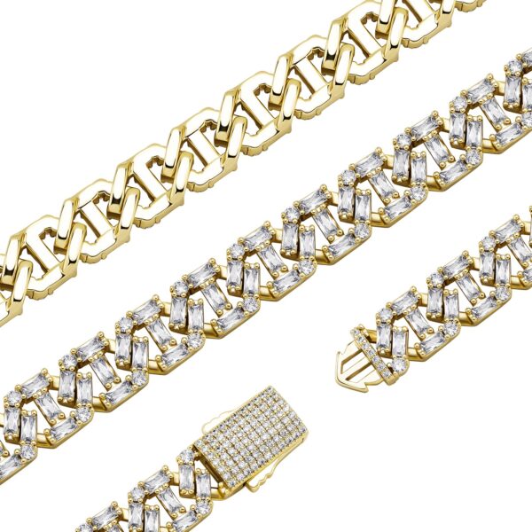 Sobling Newest hiphop style 13mm AAA CZ Rectangular 1.5x3mm Big Zircon Mens cuban link chain Bracelets from china Jewelry factory