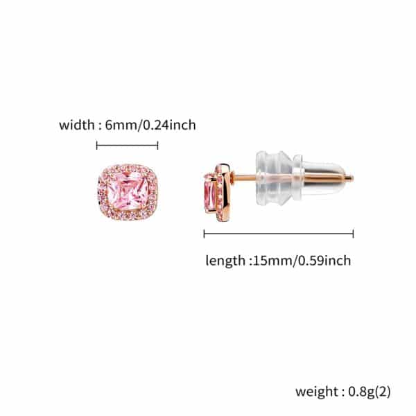 Sobling New Fashion 925 Sterling Silver pink cushion Cubic zircon stud halo Earring High Quality Personality Iced Out bling jewelry Gift For Women