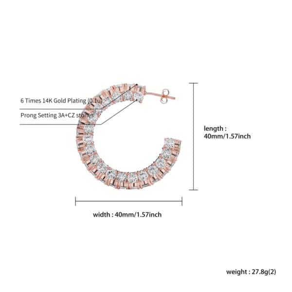 Sobling luxury full paved round AAA CZ C hoop Circular Zircon Earrings with genuine yellow gold plated For Women' Gift from china Jewelry manufacturer