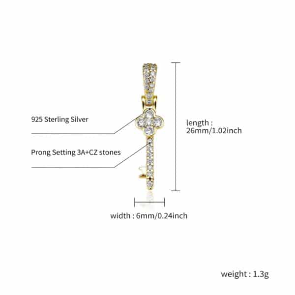 Sobing New design 925 sterling Silver 4 clover key pendant Iced out bling CZ micropved necklace for Women's Jewelry yellow gold color box chain