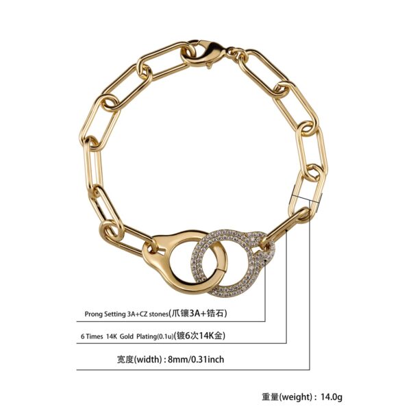 Sobling newest hip hop rock 8mm oval link chain bracelet handcuffed unique design 3A Cubic zircon micro paved from china jewelry manufacturer
