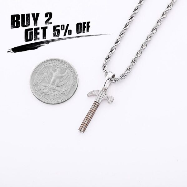 Sobling 925 Sterling Silver unique Hammer Pendant Iced out Bling 3A Clear and champagne CZ Necklace Fashion Charming hiphop jewelry For men