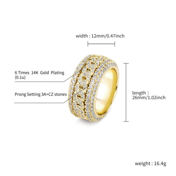 Sobling jewelry factory direct sales Miami Cuban link Chain Devise Iced out bling Cravejado AAA Cubic Zircon eternity Ring band hiphop Jewelry