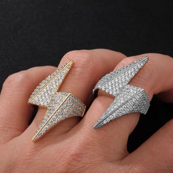 Sobling wholesale HIP HOP High Quality Personality Iced Out AAA CZ thunder Lightening fashion finger Ring for Mens and Women Jewelry