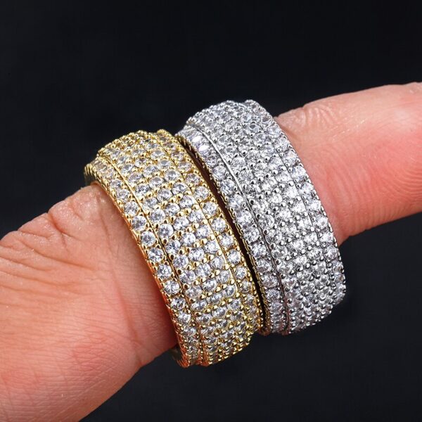 Sobling HIP HOP bling Iced Out 5 rows AAA Cubic Zirconia Hot Sale finger eternity Ring band Men jewelry From china manufacturer and wholesaler