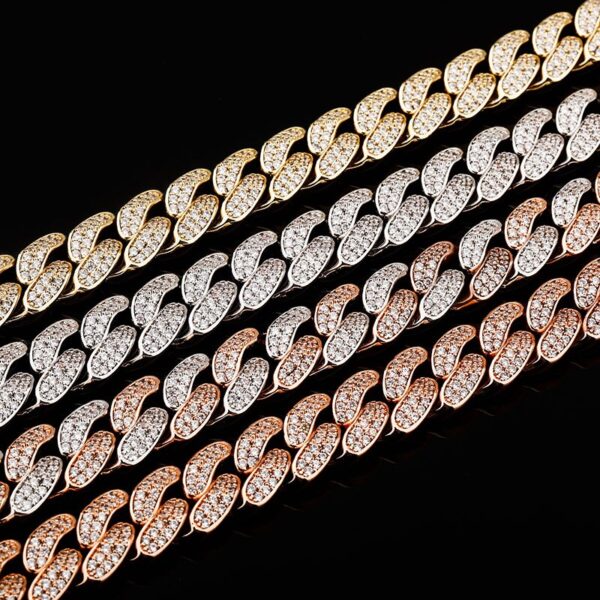 Sobling selling Newest design 14MM High Quality Maimi Cuban Link Chain Necklace Iced Out bling 2 rows Cubic Zirconia Hip Hop Jewelry For Men Gift
