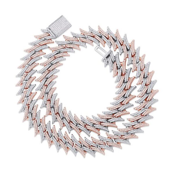 Sobling 20mm Thorns Cuban link Heavy chain Necklace with Big Box Buckle clasp micropaved Prong Setting 3A CZ Hop Hip Rapper Jewelry rose gold and white gold color