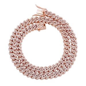 Sobling jewelry factory supply 8MM width Miami Cuban Chain Iced Out Cubic Zirconia micropaved Necklace Hip Hop Jewelry with rose gold plated