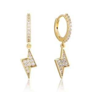 Sobling wholesale Fashion thunder Lighting Dangling Hoop Earrings Iced Out bling clear Cubic Zirconia Hip Hop Charm Jewelry Gift For Women and man