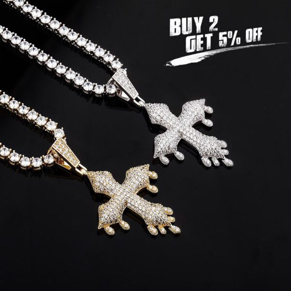 Sobling Iced Out Clear AAA Cubic Zirconia Hip Hop bling frozen Cross Pendant Necklace with 3mm rope chain For mens from china jewelry manufacturer