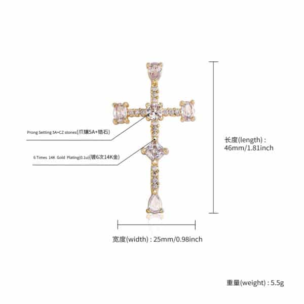 Sobling jewelry factory manufacture and wholesale round 4mm CZ Cross Pendants and fancy shape pear princess oval Cubic Zircon cross pendant necklace