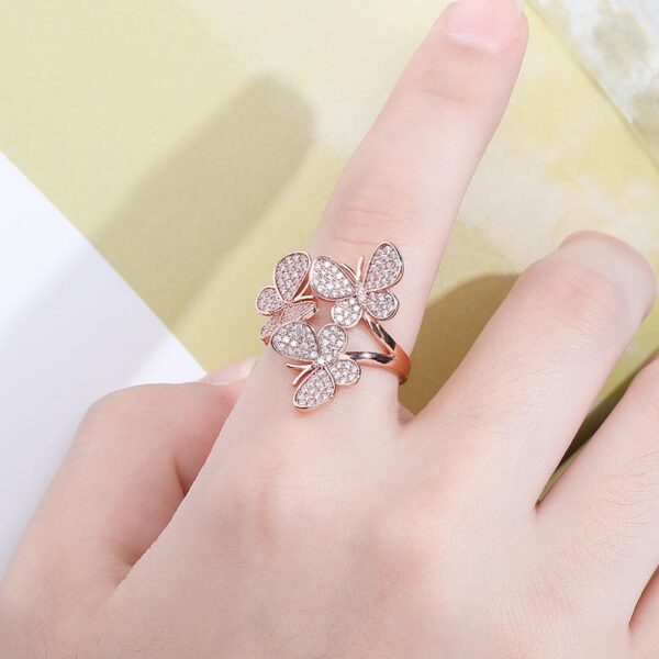 Sobling manufacture 3 pieces flying Butterfly fashion women Ring With Iced Out bling clear AAA CZ Paved Hip Hop Charming Jewelry Party