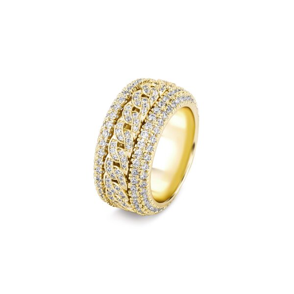 Sobling jewelry factory direct sales Miami Cuban link Chain Devise Iced out bling Cravejado AAA Cubic Zircon eternity Ring band hiphop Jewelry
