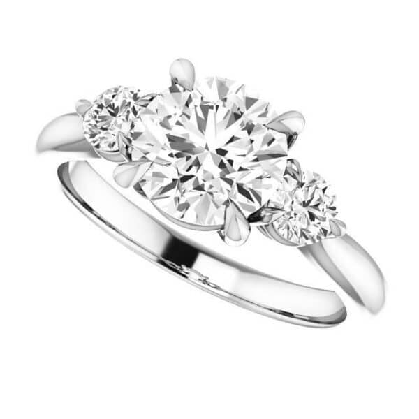 Sobling 1carat 6.5mm round brilliant Engagement Wedding Ring with DEF VVS1 1.5CT EX GRA Certified lab grown Moissanite diamond / 3 stones Ring with Platinum Plated on 925 sterling silver for women
