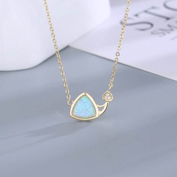 Sobling 925 Sterling Silver snail theme pendant with Geometric Triangle Opal and Zircon paved in heart For Women Fine Jewelry Gift