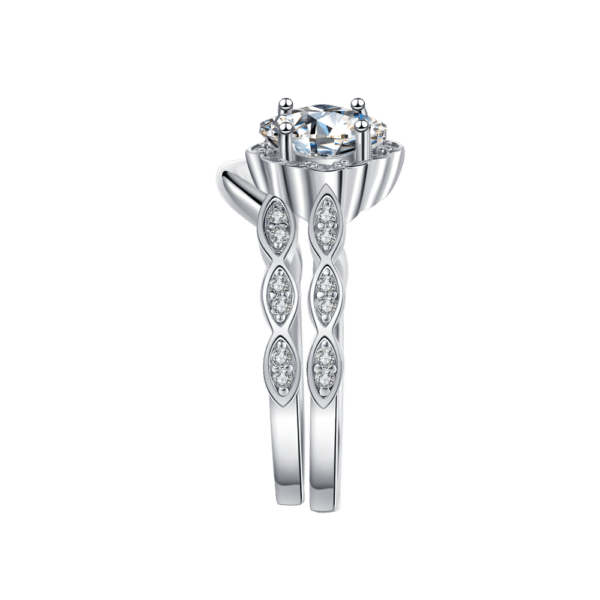 Sobling 1.0ct moissanite 925 Sterling Silver Wedding Ring Set with Engagement Ring band and marquise leaf ring shank for Women Anniversary