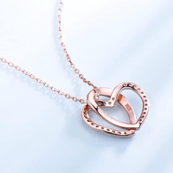 Sobling jewelry factory Direct Sales women Jewelry 925 sterling silver necklace rose gold plated Heart Shape engaved pendant necklace