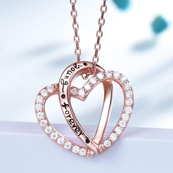 Sobling jewelry factory Direct Sales women Jewelry 925 sterling silver necklace rose gold plated Heart Shape engaved pendant necklace