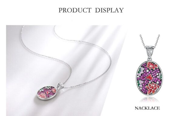 Sobling ladies 925 sterling silver colorful enamel tulip flowers jewelry set with ruby corundum paved earring buckle ring necklace from china jewelry factory