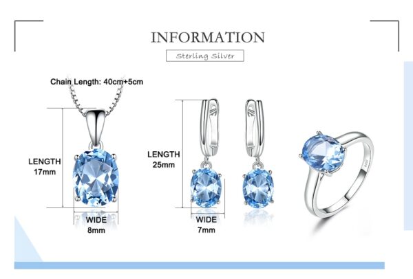 Sobling Oval Sky Blue Topaz Gemstone Wedding Jewelry Sets for Women 925 Sterling Silver Engagement Rings Necklace Pendant Clip Earrings from china supplier