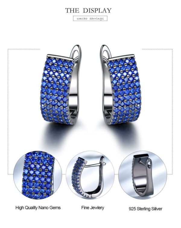 Sobling 925 Sterling Silver Clip Earrings with blue sapphire synthetic corundum gems Luxury Party Ear buckle For Women Anniversary Gift Fine Jewelry manufacturer china