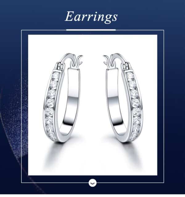 Sobling 925 Silver U hoop Clip Earrings with clear AAA CZ Channel setting For Women Valentine Wedding Fine Jewelry factory in china