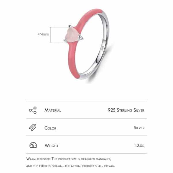 Sobling 925 Sterling Silver New Design Pink Enamel Ring Trendy Heart Opal Stackable Jewelry For Women Party Fine Jewelry Gift