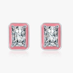 Sobling 925 Sterling Silver Rectangle Enamel Fashion Stud Earrings with Sparkling Emerald shape Zircon for Women Wedding Fine Jewelry manufacturer and supplier