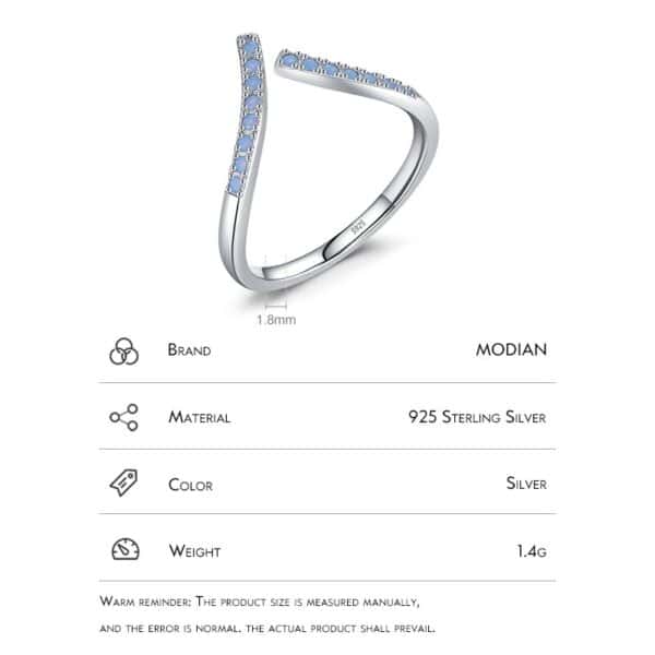 Sobling wholesale 925 Sterling Silver Simple Geometric Blue Opal micropaved Adjustable Ring For Women
