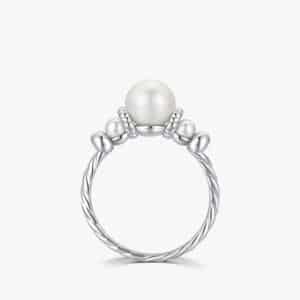 Sobling Elegant Fashion 3 pearls Ring 925 Sterling Silver with mother of pearl MOP Shell Exquisite Vintage cable / rope shank style Female Rings
