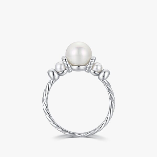Sobling Elegant Fashion 3 pearls Ring 925 Sterling Silver with mother of pearl MOP Shell Exquisite Vintage cable / rope shank style Female Rings