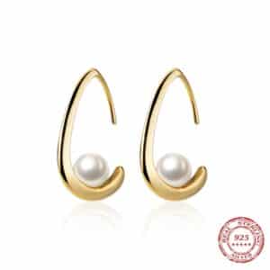 Sobling Elegant 14K yellow Gold Color freshwater Pearl Water Drop Shape stud post Earrings made from 925 Sterling Silver china wholesale