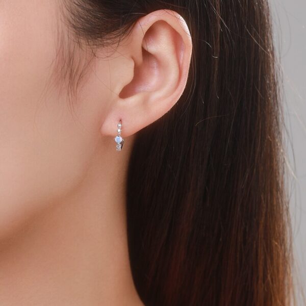 Sobling supply Fashion 925 Sterling Silve Blue Round Opal circle hoop earring Female Hypoallergenic Ear Buckle Fine Jewelry